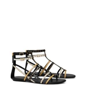 Tory Burch Studded Gladiator Sandals - Black and Gold